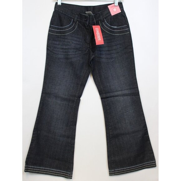 2008 Gymboree Petit Mademoiselle Pickstitch Flare Denim Jeans Dark 10 Plus - Picture 1 of 7